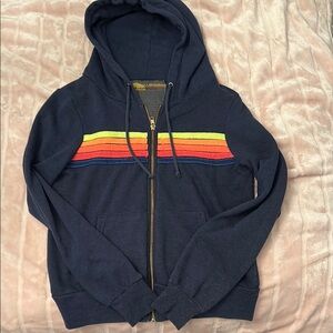 Aviator Nation Dark Blue Hoodie with Subtle Stripes